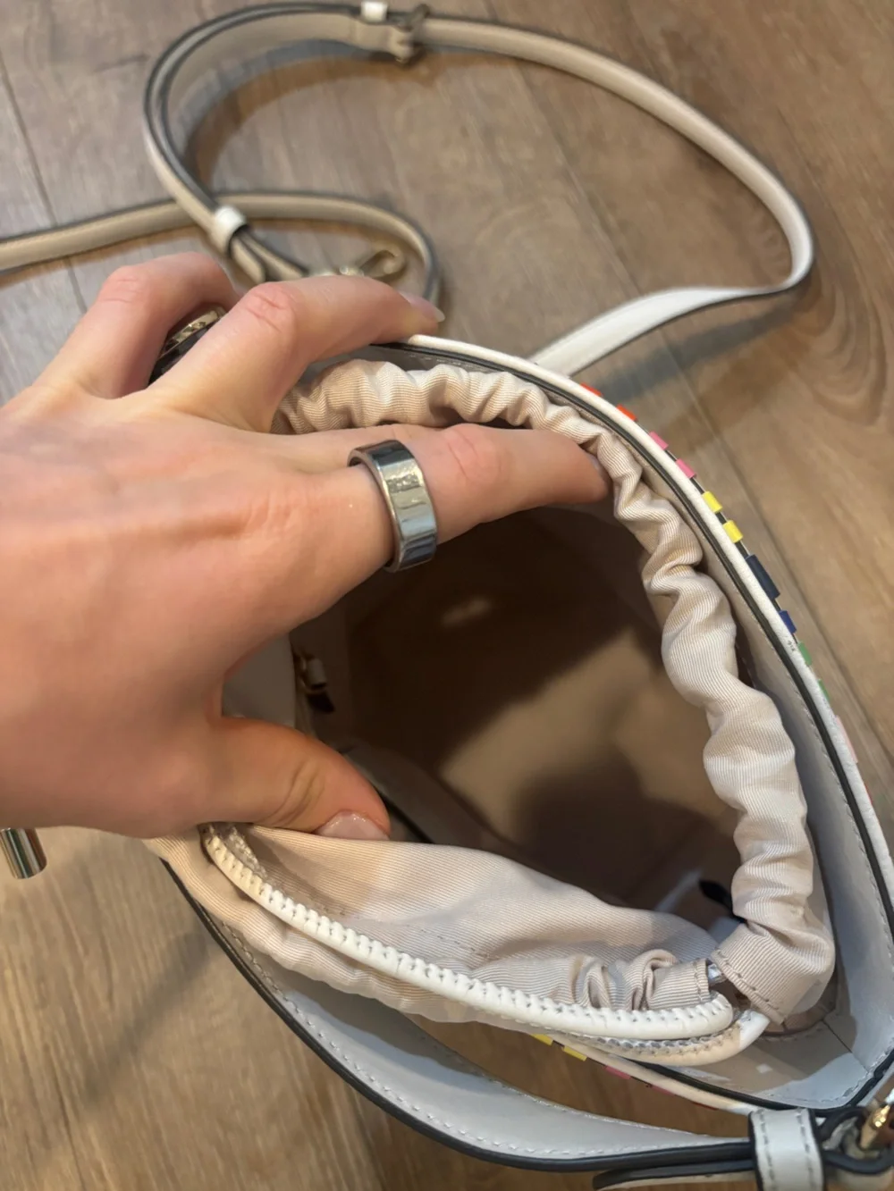 Kate Spade Pippa Woven Multi Small Bucket Bag colorful leather purse